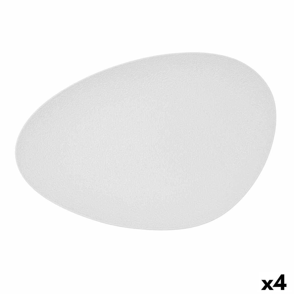 Snack tray Bidasoa Fosil White Ceramic Aluminium Oxide Oval 39,1 x 26,3 x 3,4 cm (4 Units) Bidasoa