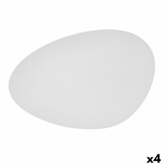 Snack tray Bidasoa Fosil White Ceramic Aluminium Oxide Oval 39,1 x 26,3 x 3,4 cm (4 Units) Bidasoa