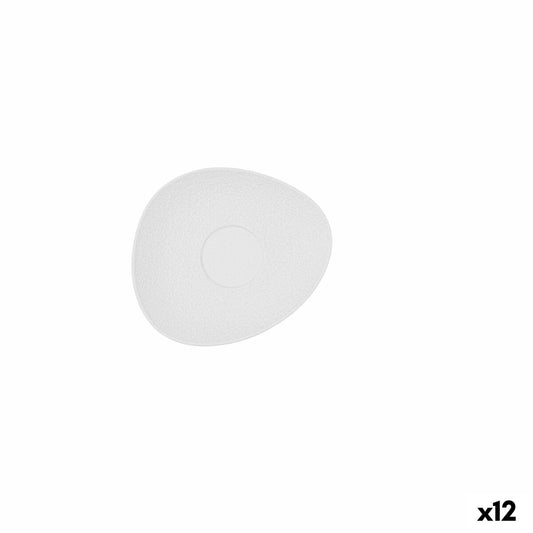 Plate Bidasoa Fosil White Ceramic Aluminium Oxide 13,3 x 11,6 x 1,7 cm Coffee (12 Units) Bidasoa