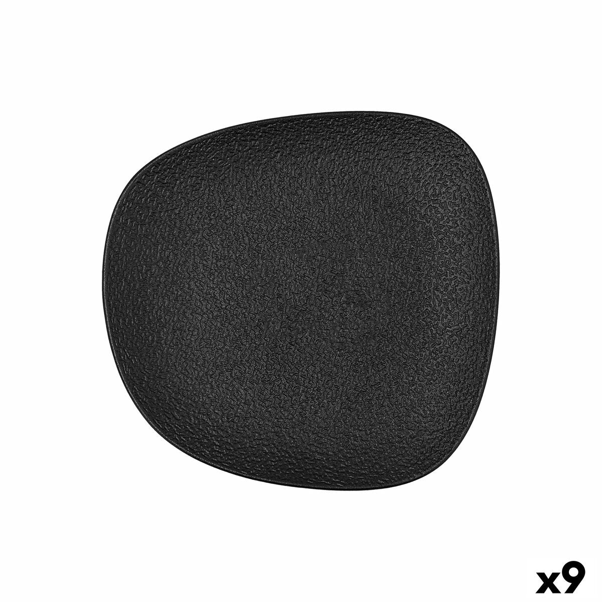 Flat Plate Bidasoa Fosil Black Ceramic Squared 21,1 x 20,3 x 2,3 cm (9Units) Bidasoa