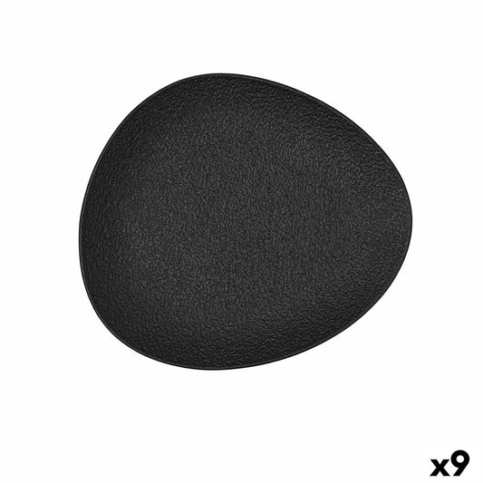 Flat Plate Bidasoa Fosil Black Ceramic Oval 22,8 x 20,1 x 2,2 cm (9Units) Bidasoa