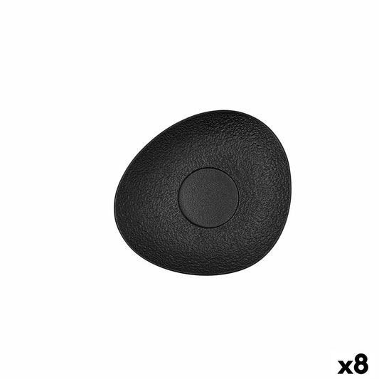 Plate Bidasoa Fosil Black Ceramic Aluminium Oxide 15,8 x 13,8 x 2 cm Coffee (8 Units) Bidasoa