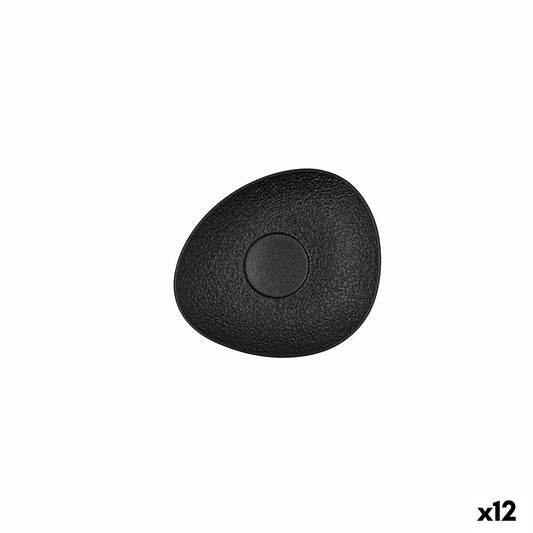 Plate Bidasoa Fosil Black Ceramic Aluminium Oxide 13,3 x 11,6 x 1,7 cm Coffee (12 Units) Bidasoa