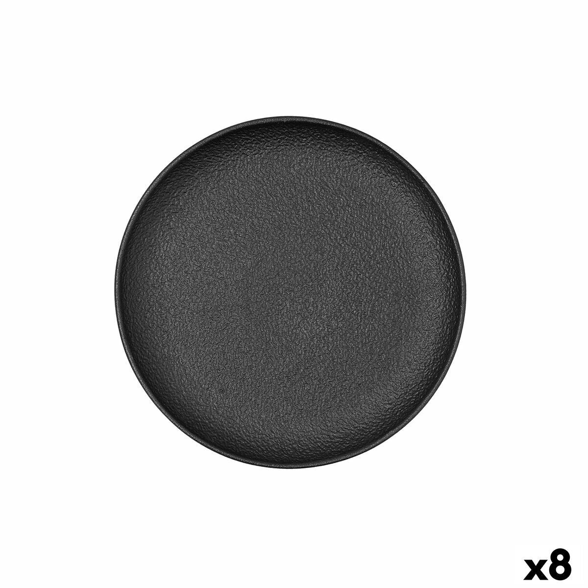 Flat Plate Bidasoa Fosil Black Ceramic 21,3 x 21,2 x 2,2 cm (8 Units) Bidasoa