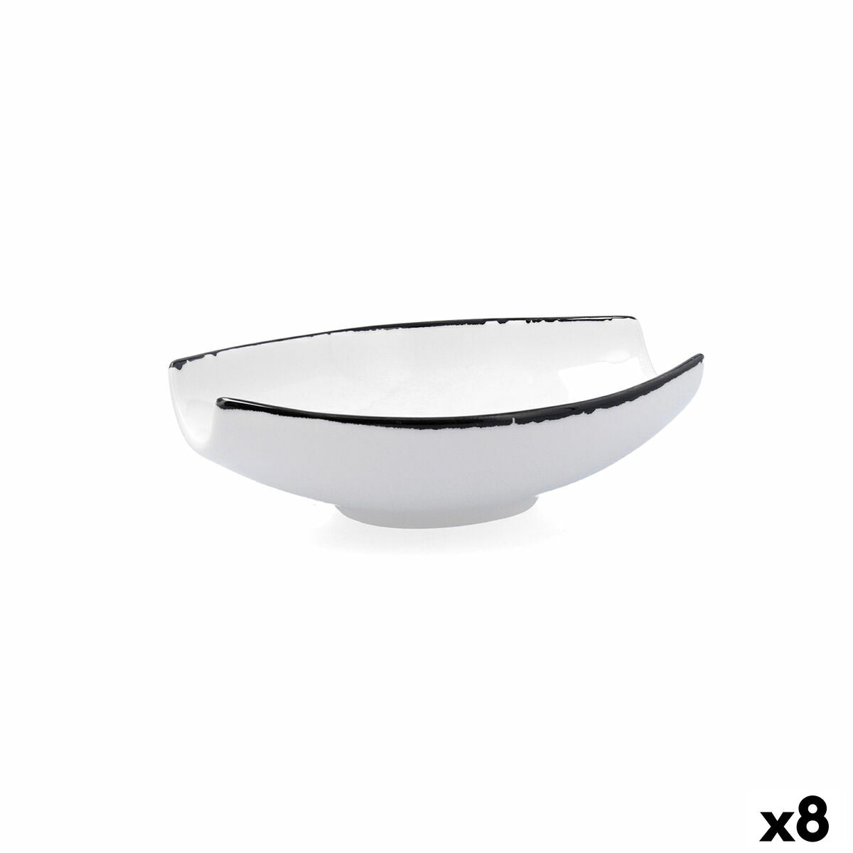 Bowl Ariane Vital Filo White Black Ceramic 19 x 13,5 cm (8 Units) Ariane