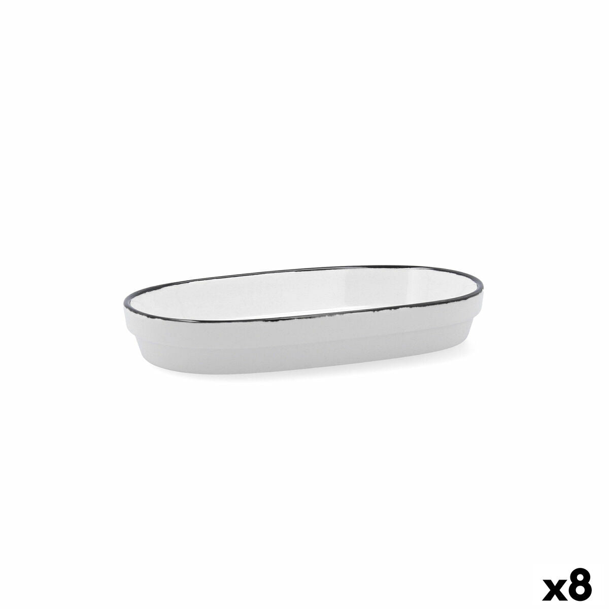 Snack tray Ariane Vital Filo White Black Ceramic Aluminium Oxide 17,3 x 2,6 x 10 cm (8 Units) Ariane