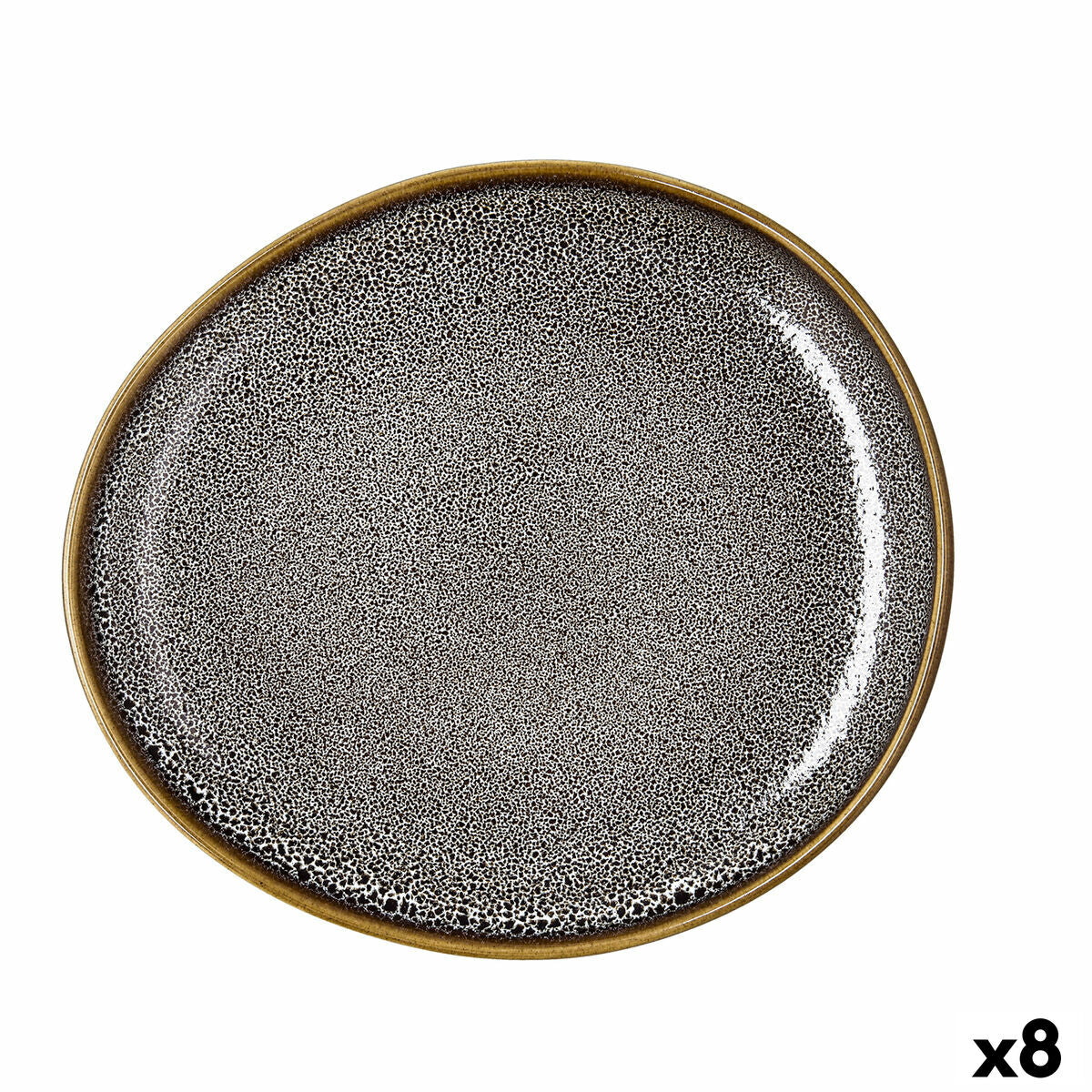 Flat Plate Ariane Jaguar Freckles Brown Ceramic Oval 25 cm (8 Units) Ariane