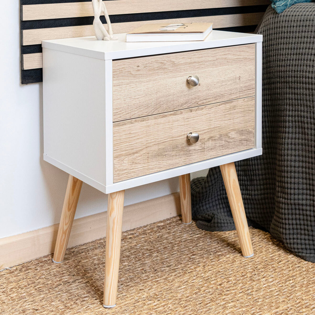 Nightstand Vinthera Moa White Brown 40 x 49,5 x 30 cm Vinthera