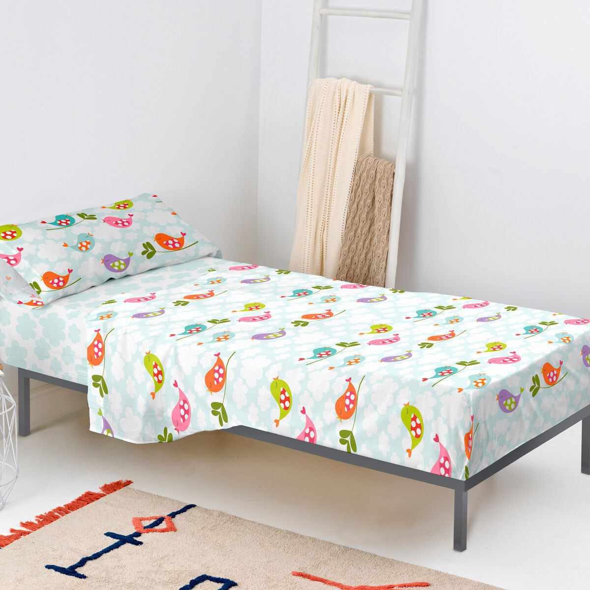 Bedding set HappyFriday Mr Fox Little Birds Multicolour Single 2 Pieces HappyFriday