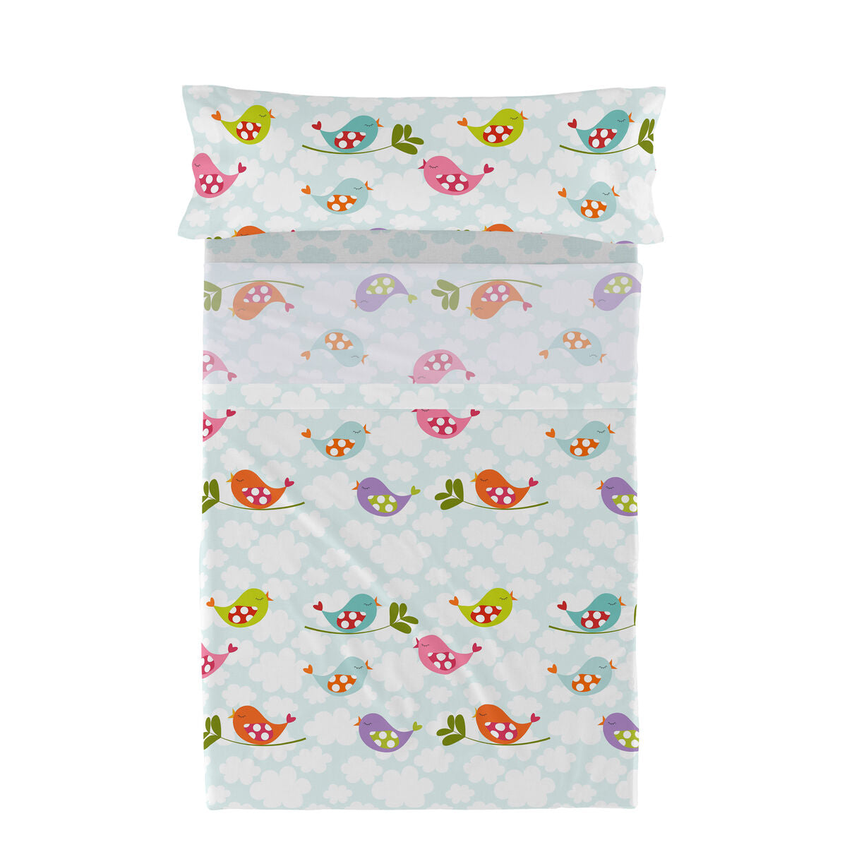 Bedding set HappyFriday Mr Fox Little Birds Multicolour Single 2 Pieces HappyFriday