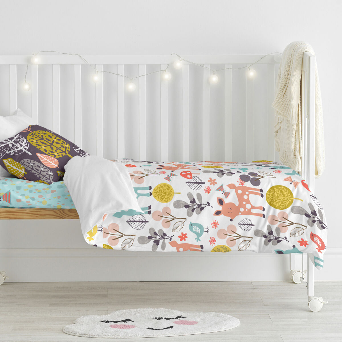 Duvet cover set HappyFriday Moshi Moshi Woodland Multicolour Baby Crib 2 Pieces HappyFriday