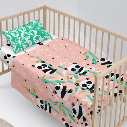 Bedding set HappyFriday Moshi Moshi Panda garden Pink Baby Crib 2 Pieces HappyFriday