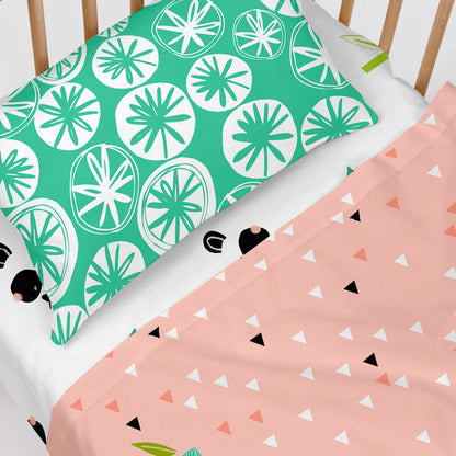 Bedding set HappyFriday Moshi Moshi Panda garden Pink Baby Crib 2 Pieces HappyFriday