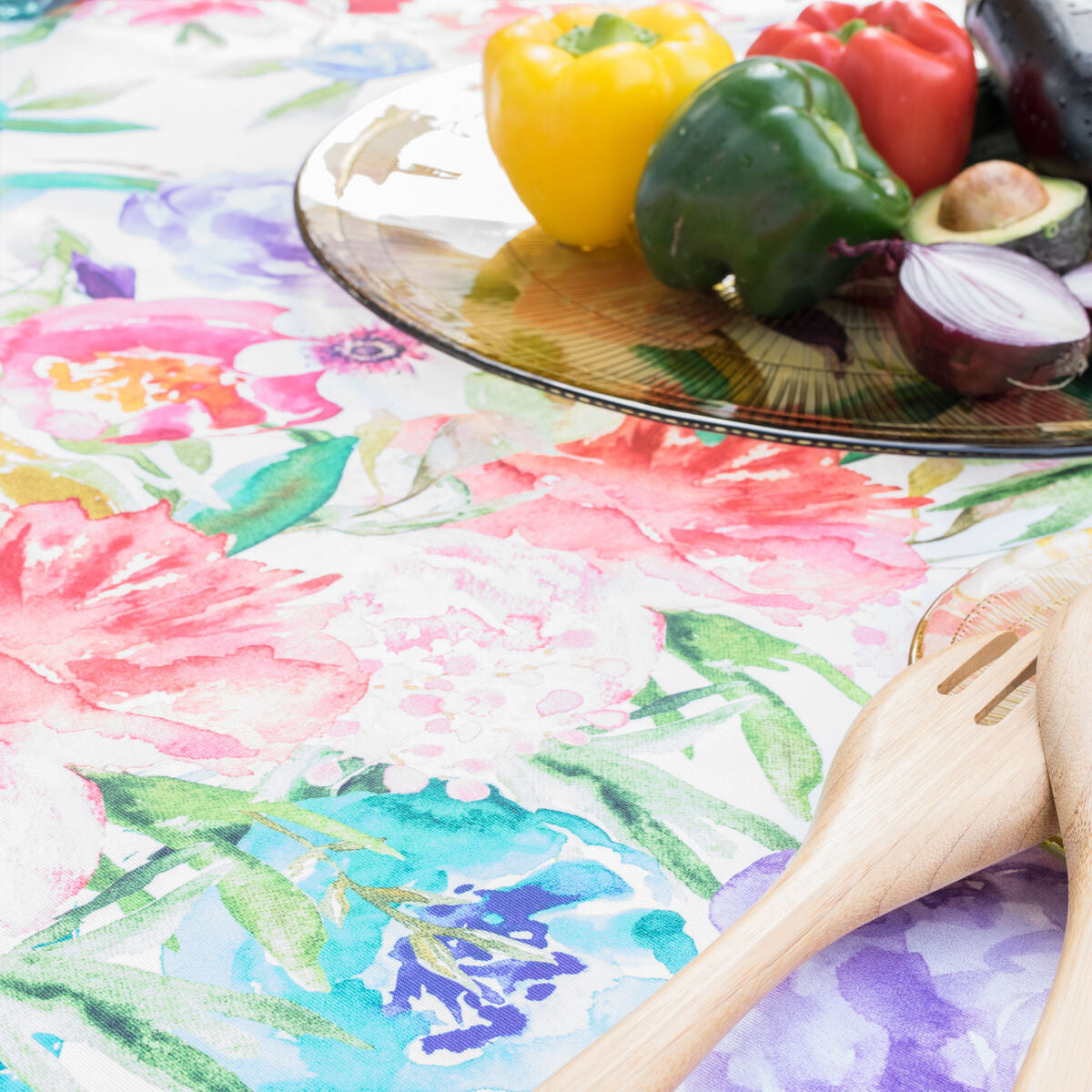 Tablecloth HappyFriday Pink bloom Multicolour 150 x 250 cm HappyFriday