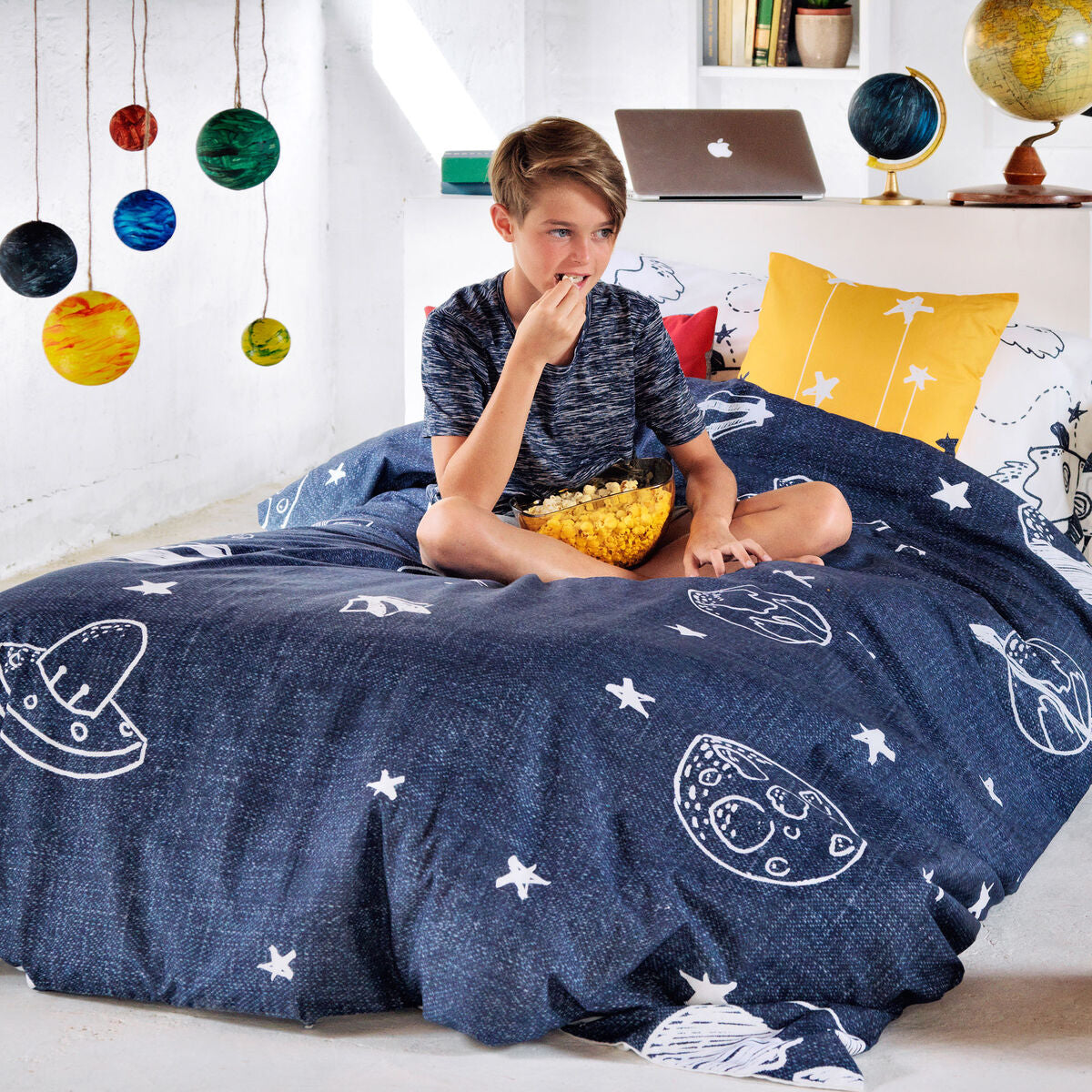 Duvet cover set HappyFriday Mr Fox Starspace Multicolour Single 2 Pieces HappyFriday