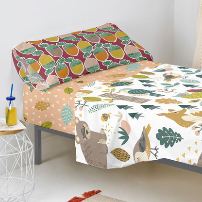 Fitted bottom sheet HappyFriday Moshi Moshi Harvestwood Multicolour 90 x 200 x 32 cm HappyFriday