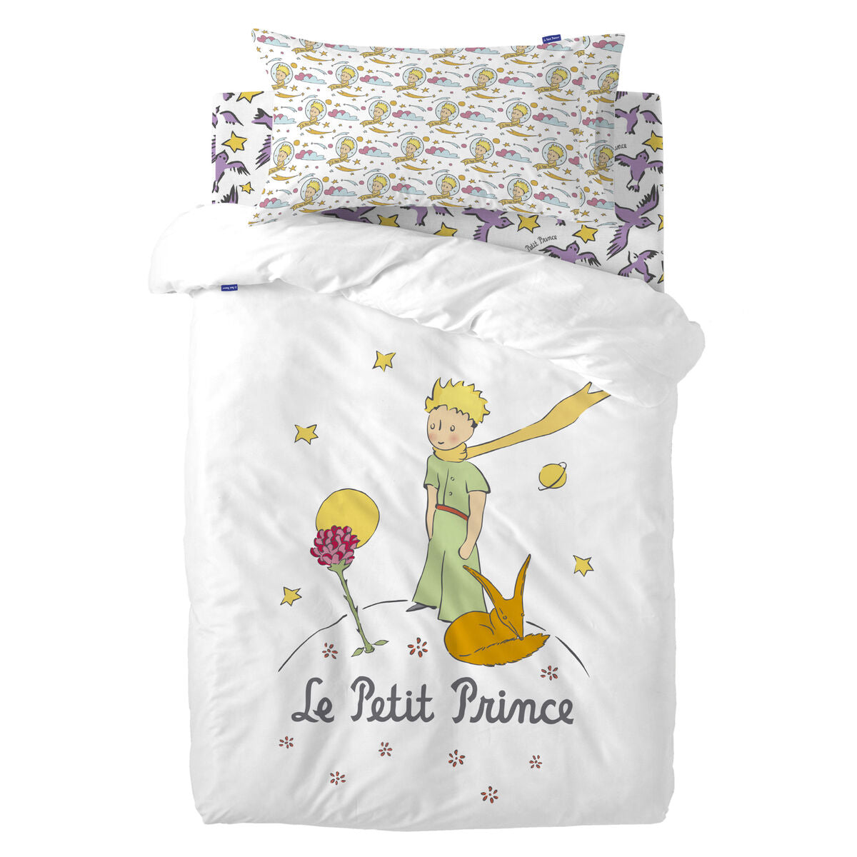 Duvet cover set HappyFriday Le Petit Prince Ses Amis Multicolour Baby Crib 2 Pieces HappyFriday