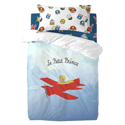 Duvet cover set HappyFriday Le Petit Prince Son Avion Multicolour Baby Crib 2 Pieces HappyFriday