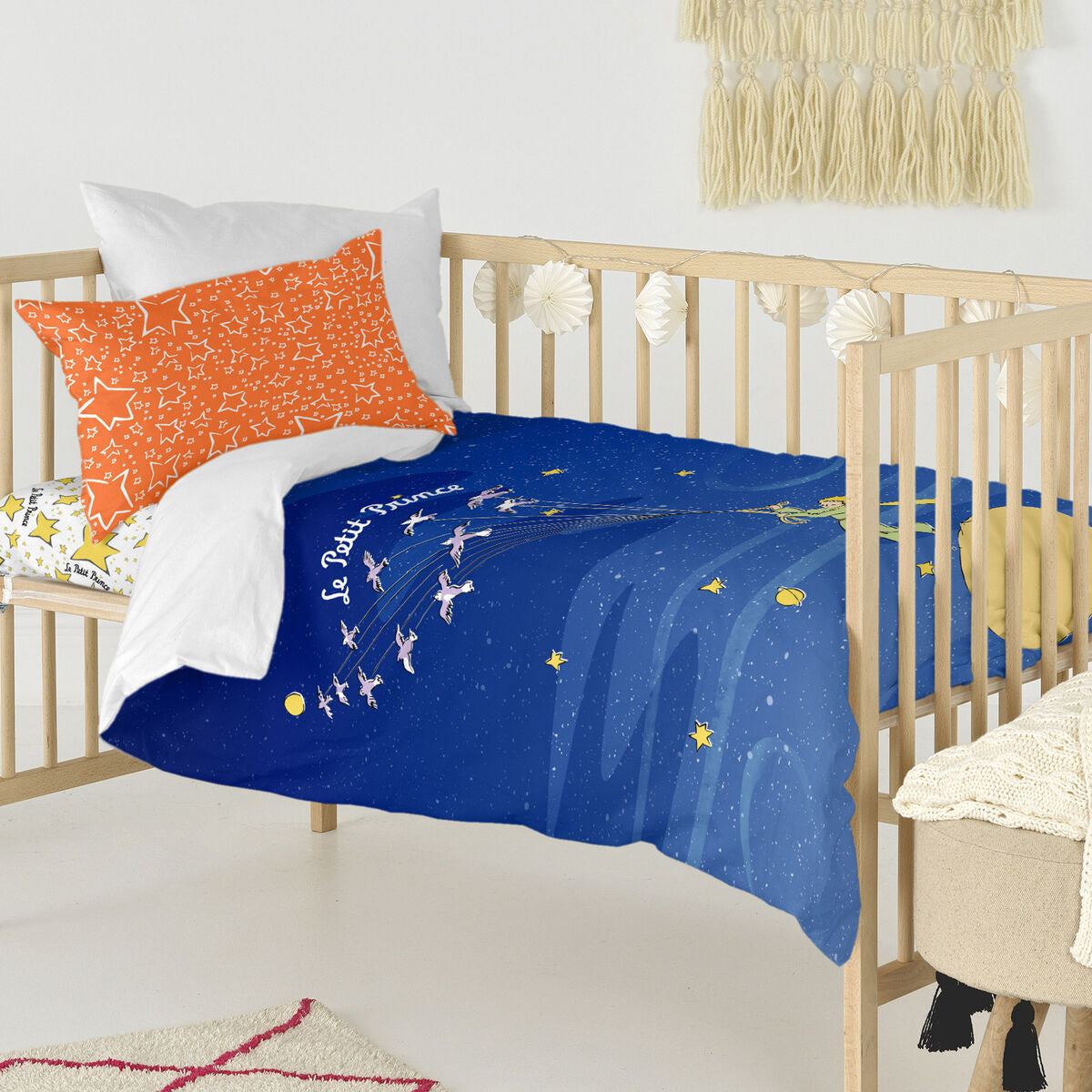 Duvet cover set HappyFriday Le Petit Prince Migration Multicolour Baby Crib 2 Pieces HappyFriday