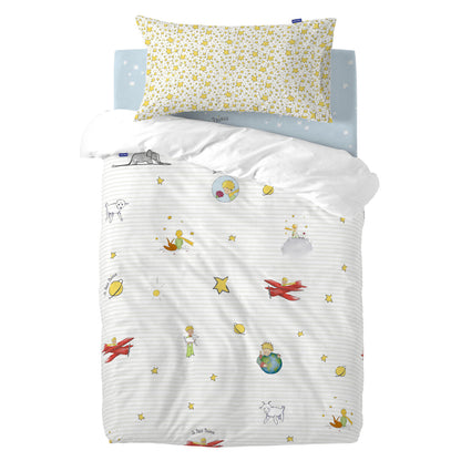 Duvet cover set HappyFriday Le Petit Prince Son Monde Multicolour Baby Crib 2 Pieces HappyFriday