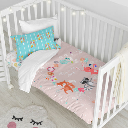 Duvet cover set HappyFriday Moshi Moshi Fantasy Multicolour Baby Crib 2 Pieces HappyFriday