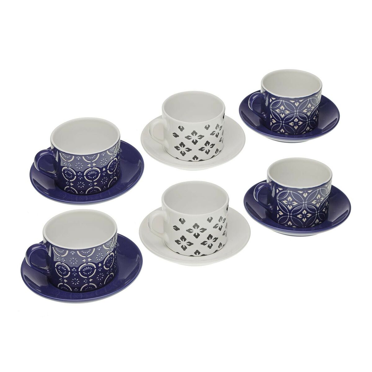 Set of Mugs with Saucers Versa Regina Ceramic 8,6 x 6,4 x 9,2 cm Versa