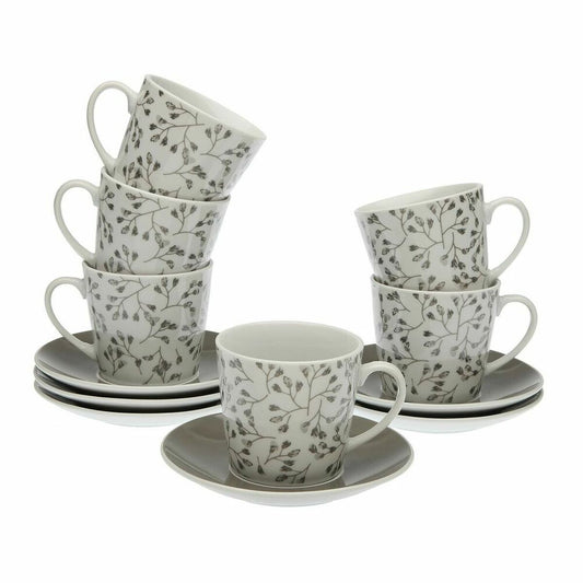 Set of Mugs with Saucers Versa Oxford Porcelain 9 x 14 x 14 cm 10,5 x 8 x 6 cm 14 x 14 x 2 cm (12 pcs) Versa