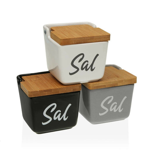 Salt Shaker with Lid Versa Ceramic Dolomite 9 x 8 x 9 cm Versa