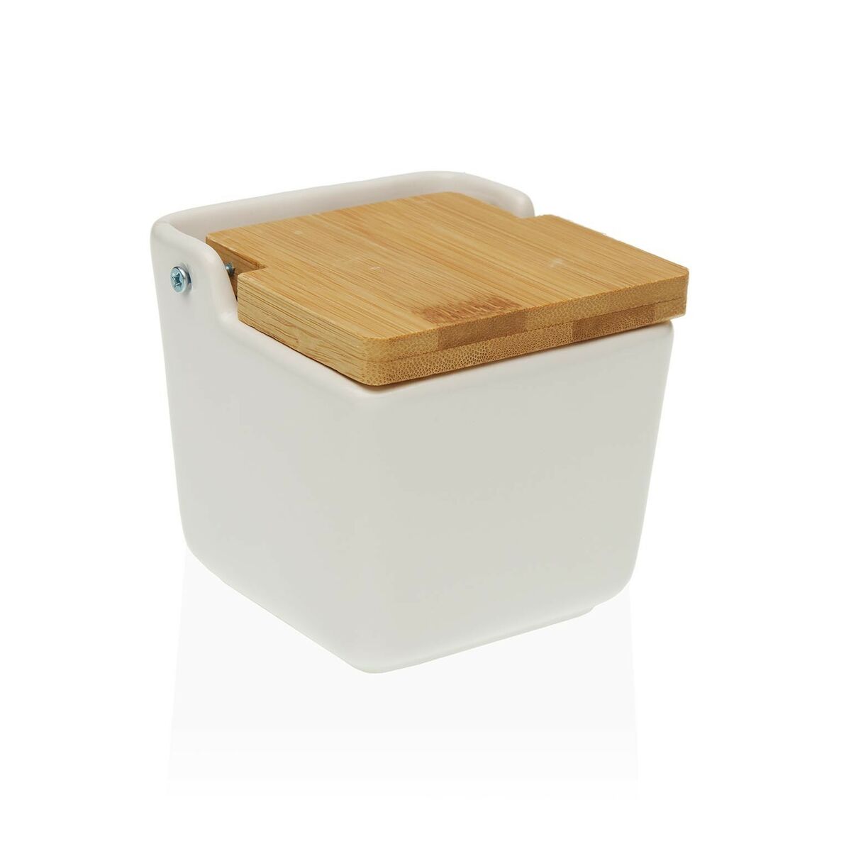 Salt Shaker with Lid Versa White Dolomite (9 x 8 x 9 cm) Versa