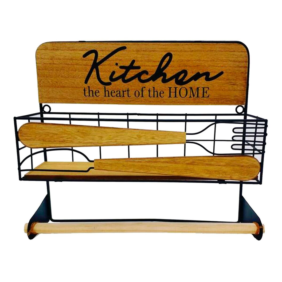 Kitchen Paper Holder Versa Metal MDF Wood 29 x 32 x 10 cm Versa