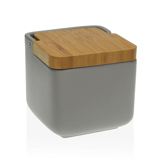 Salt Shaker with Lid Versa Grey Bamboo Dolomite (11,7 x 11 x 11,7 cm) Versa