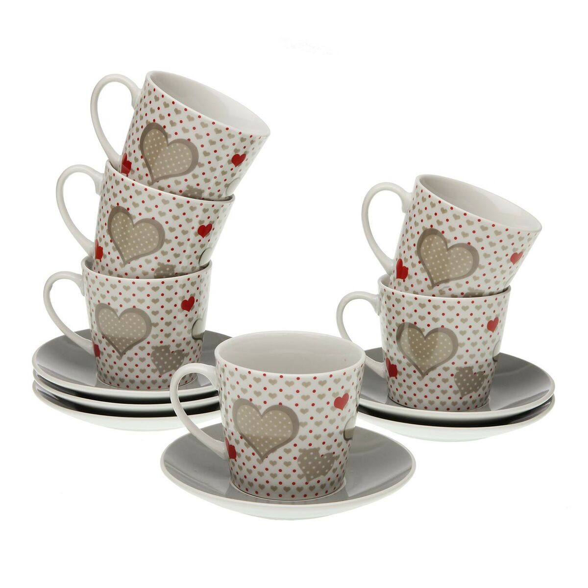 Set of Mugs with Saucers Versa Sweet Porcelain 9 x 14 x 14 cm 10,5 x 8 x 6 cm 14 x 14 x 2 cm Versa