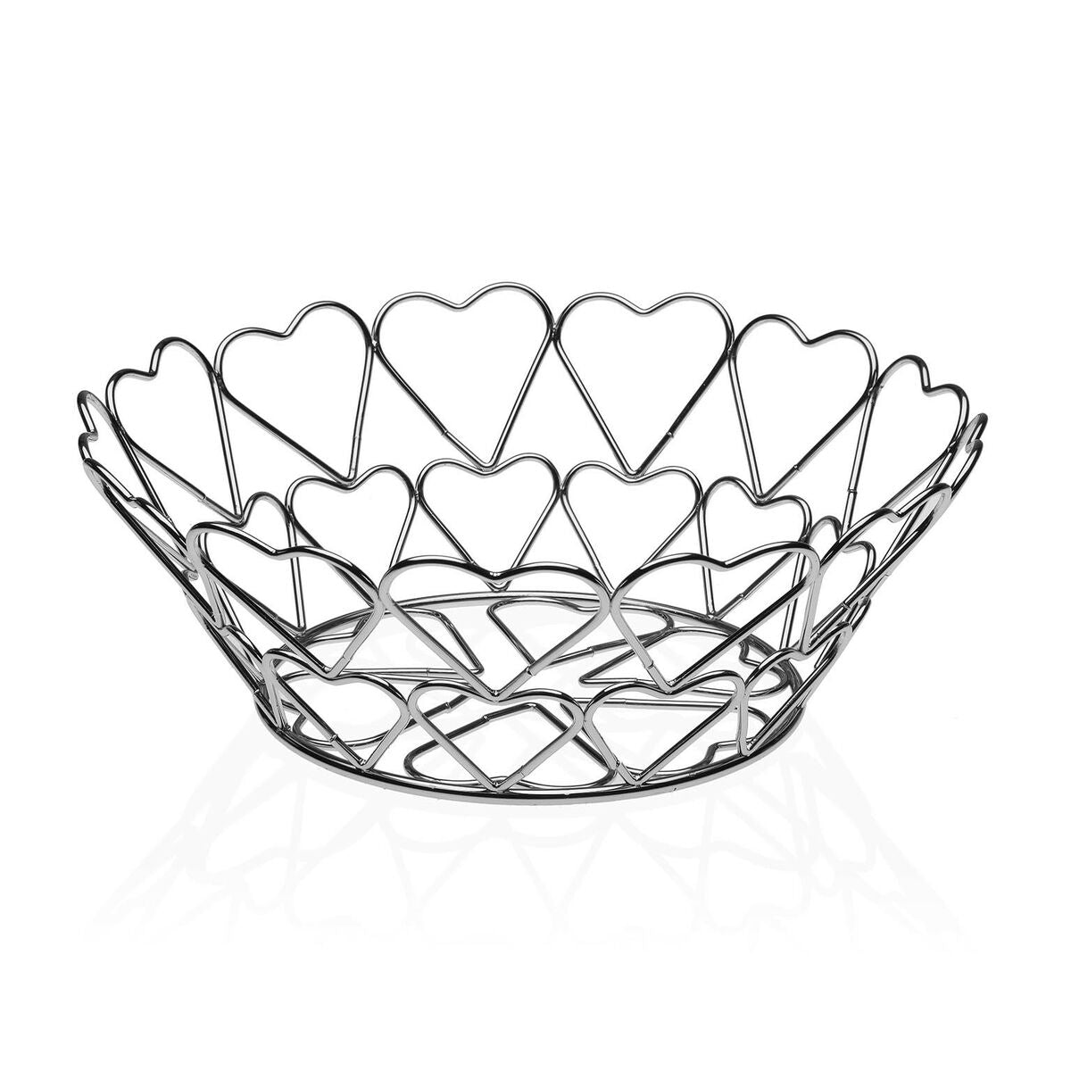 Fruit Bowl Versa Hearts Metal Steel (26 x 10 x 26 cm) Versa