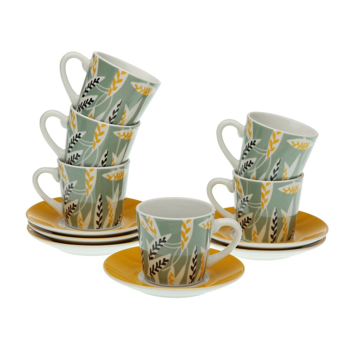 Set of 6 Cups with Plate Versa Elora Porcelain Versa