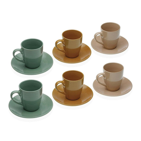 Set of 6 teacups with plates Versa Ceramic Versa