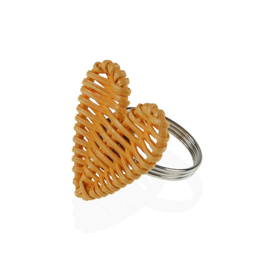 Napkin ring Versa Metal Rattan 5,3 x 4,7 x 5,3 cm Heart Versa