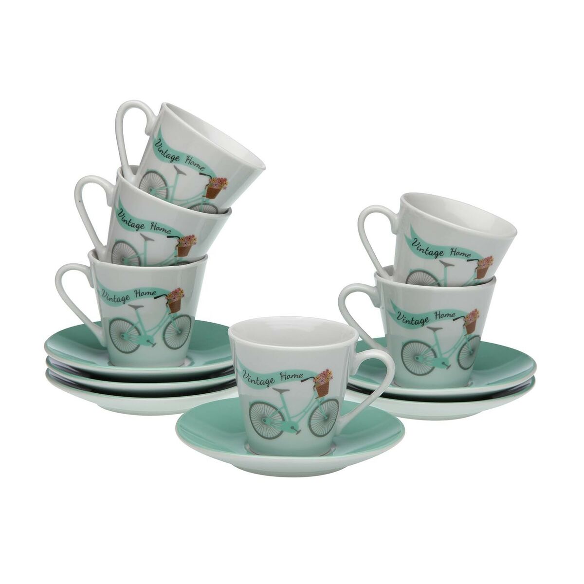 Piece Coffee Cup Set Versa Bicycle 6 Units Porcelain Versa