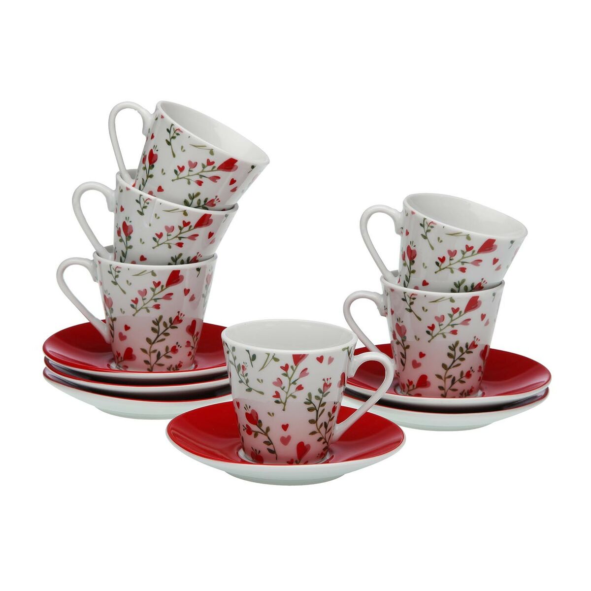 Piece Coffee Cup Set Versa Hearts 6 Units Porcelain Versa