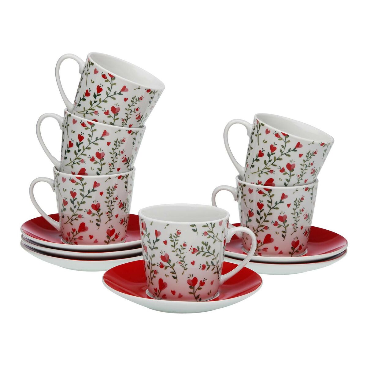 Piece Coffee Cup Set Versa Hearts 6 Units Porcelain Versa