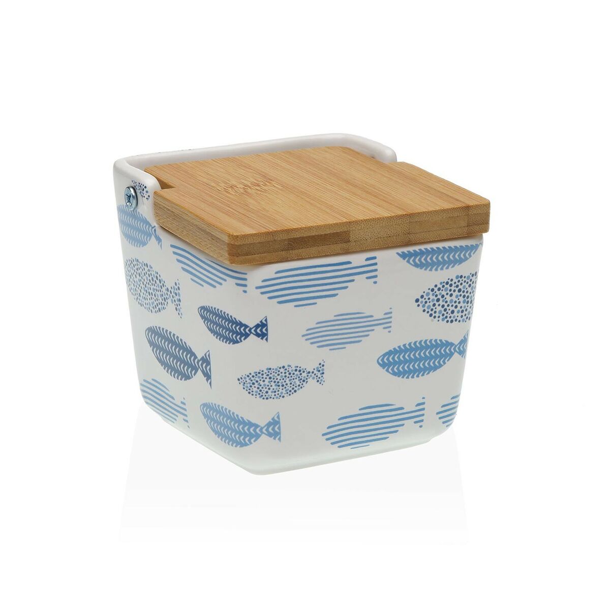 Salt Shaker with Lid Versa Aqua Fish Ceramic 8,8 x 8,5 x 8,8 cm Versa