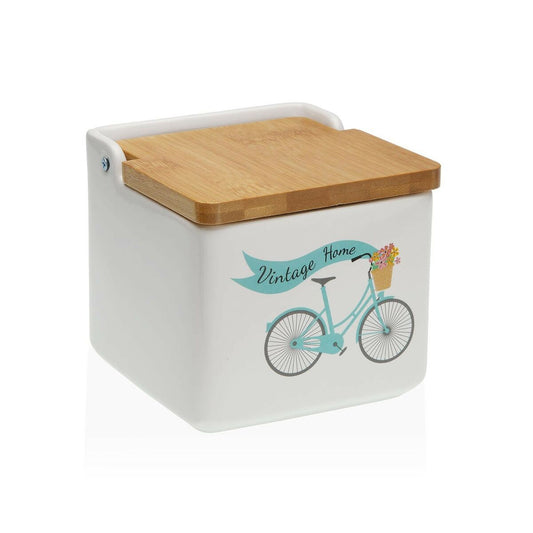 Salt Shaker with Lid Versa Bicycle Ceramic Dolomite 12,2 x 11,5 x 12,2 cm Versa