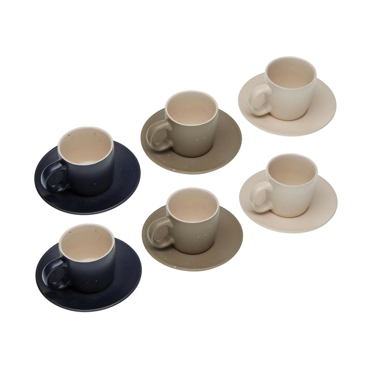 Set of 6 teacups with plates Versa Tashi Stoneware 8,3 x 7,8 x 8,3 cm Versa