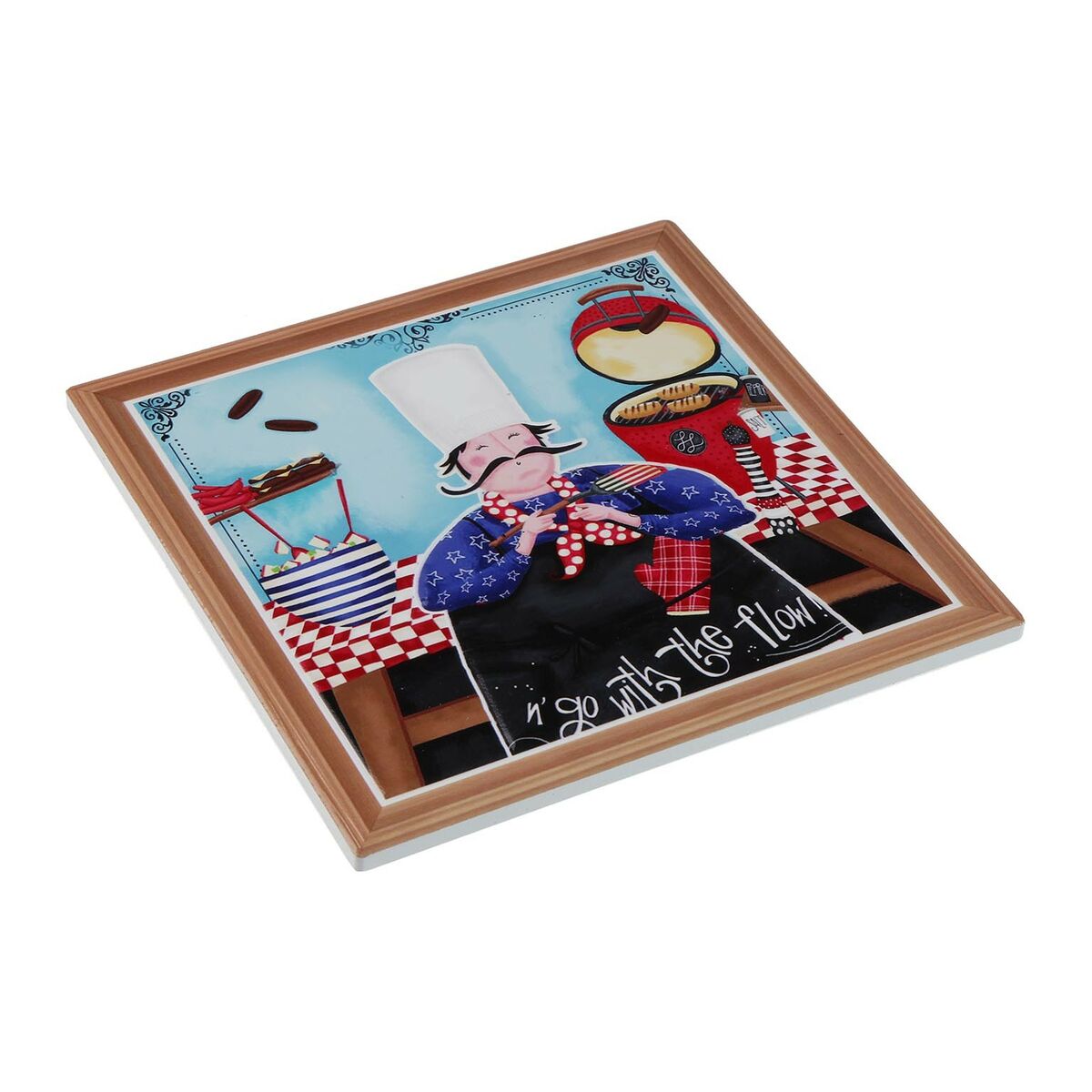 Table Mat Versa Male Chef Cork Ceramic 20 x 20 cm Versa