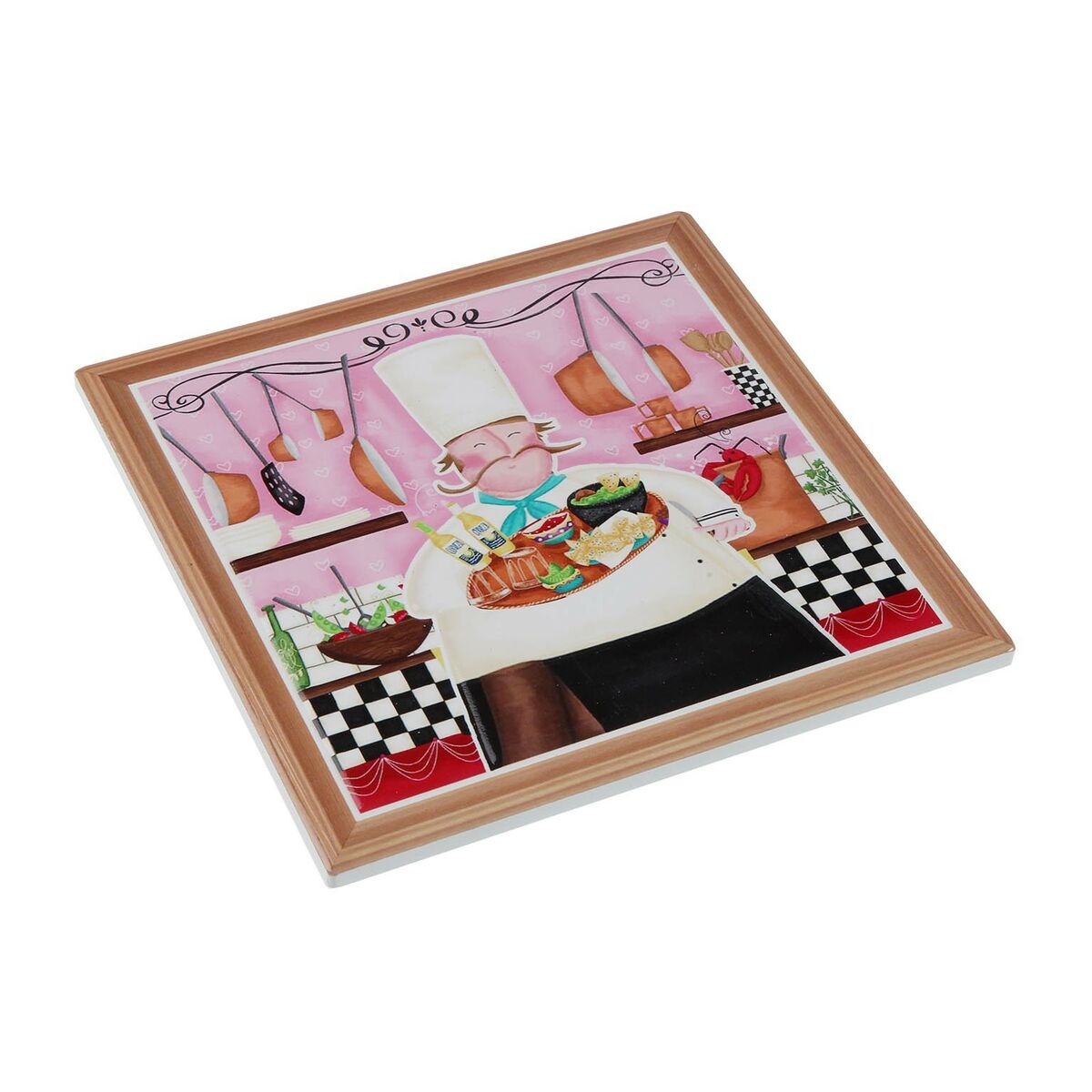 Table Mat Versa Male Chef Cork Ceramic 20 x 20 cm Versa