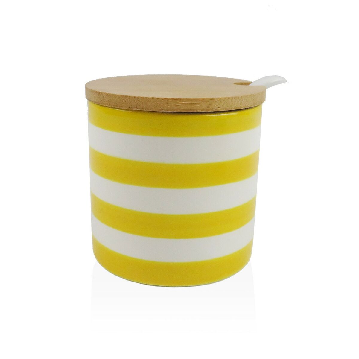 Sugar Bowl Versa Yellow Ceramic Dolomite 8 x 8 x 8 cm Stripes Circular Versa