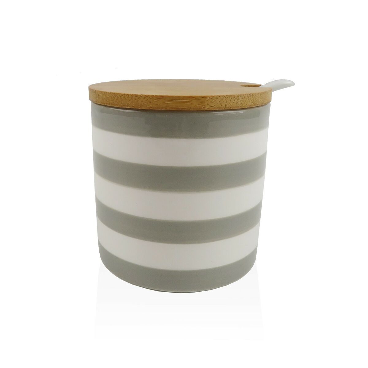 Sugar Bowl Versa Grey Ceramic Dolomite 8 x 8 x 8 cm Stripes Circular Versa