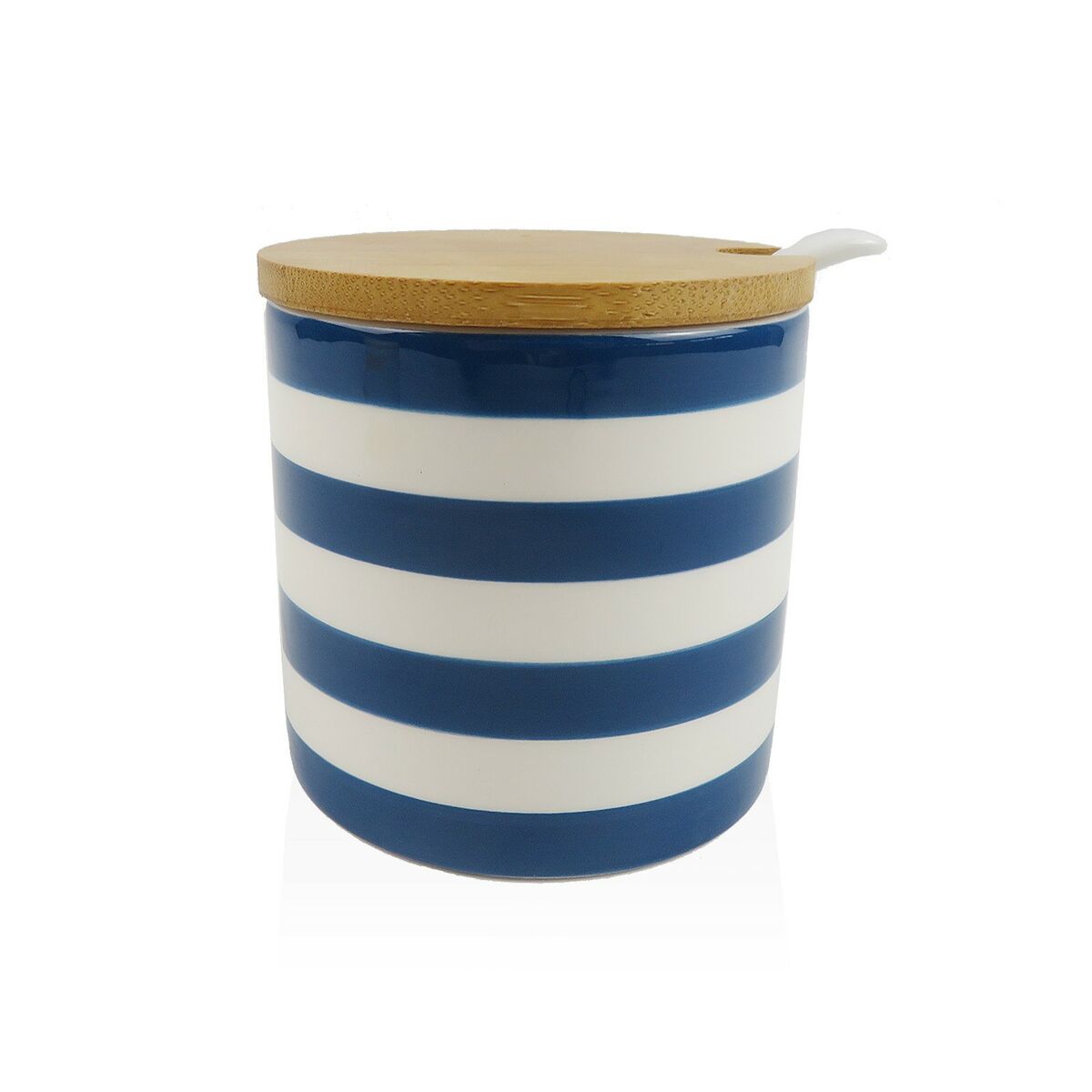 Sugar Bowl Versa Blue Ceramic Dolomite 8 x 8 x 8 cm Stripes Circular Versa