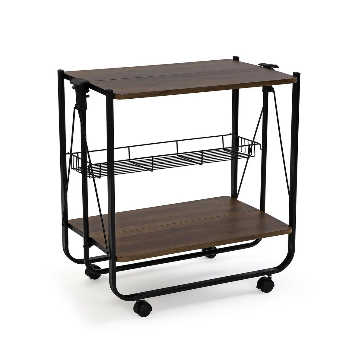 Kitchen Trolley Versa Black PVC Metal MDF Wood 40 x 70 x 68 cm Versa