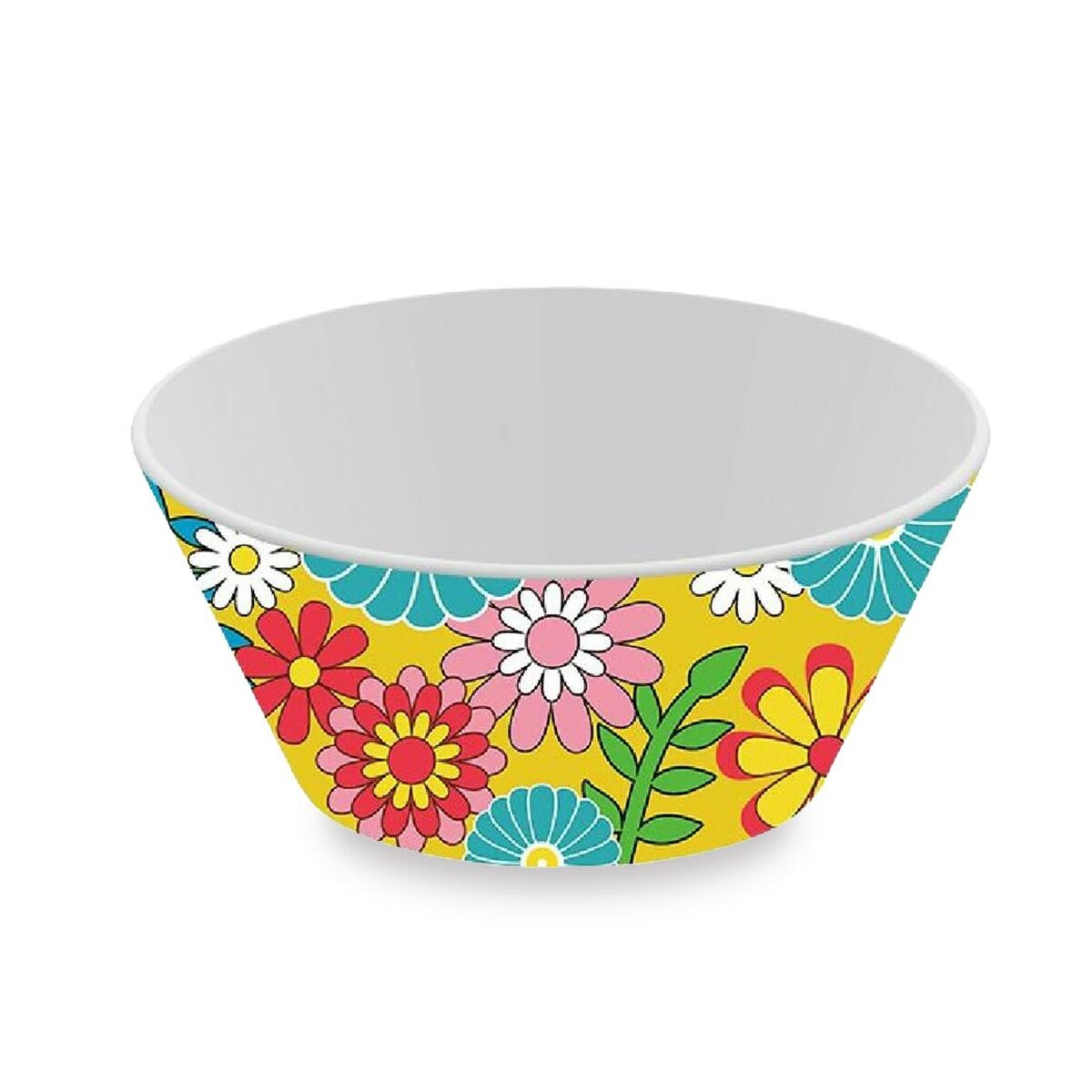 Salad Bowl Versa Yellow Polyethylene RPET Ø 10,9 cm Flowers Versa