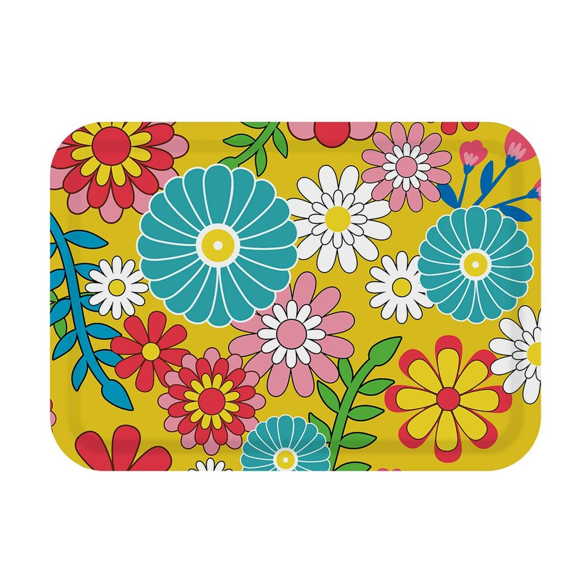 Tray Versa Yellow Polyethylene RPET 27 x 2,2 x 38 cm Flowers Versa